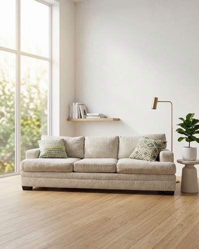 Beige fabric seater sofa - fabric, 3-seater